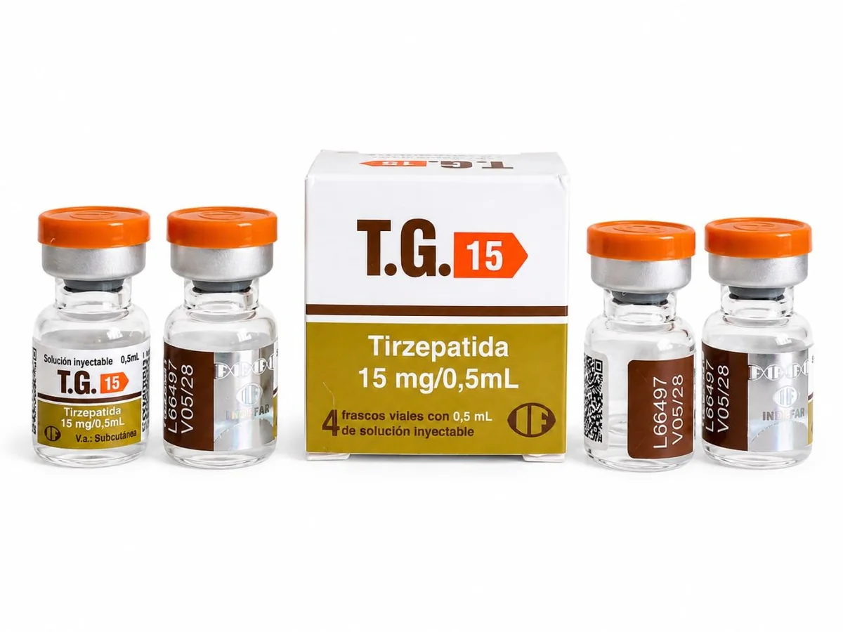 Kit Tirzepatida T.G. 15mg com 4 frascos e caixa original